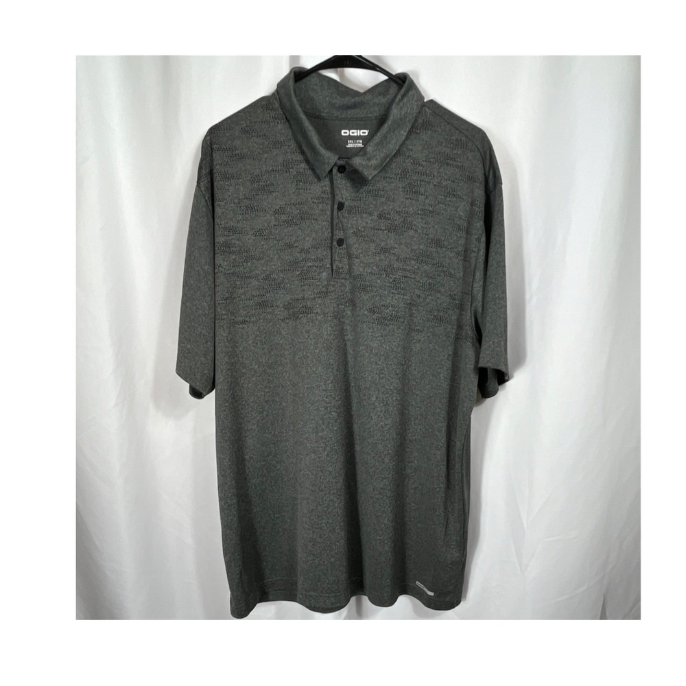 OGIO Polo Shirt Gray with Black Pattern Heathered Short Sleeve Men's Size 2XL